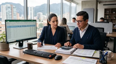 Calculadora de horas laborales en Colombia, mostrando horas trabajadas, extras y recargos laborales.