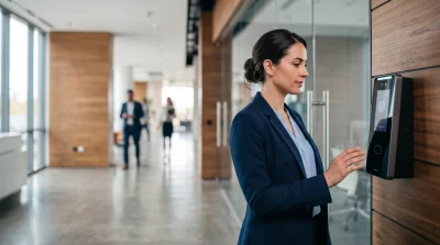 Control de asistencia con reconocimiento facial, destacando tecnología y prevención del fraude en el workplace.