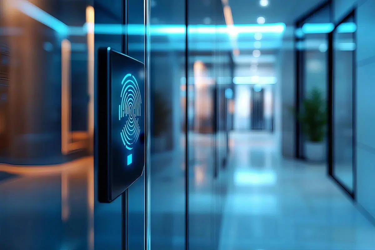 Terminal biométrico de control de acceso en el ingreso de una oficina
